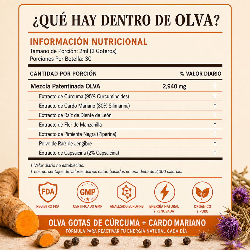 OLVA - Gotas De Curcumina Para Apoyar Tu Energia Natural