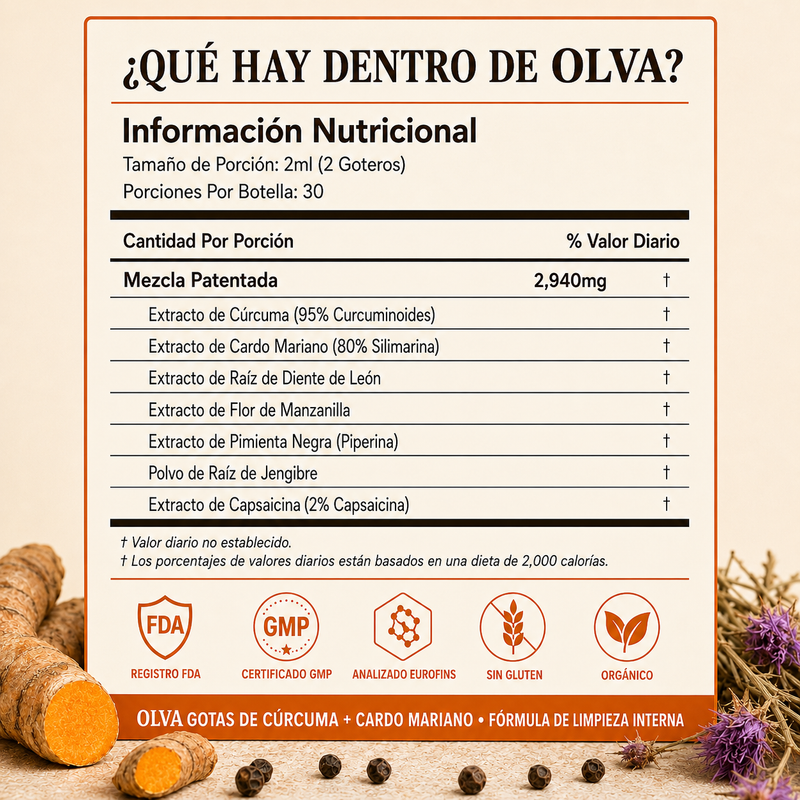 Gotas de curcumina + Cardo Mariano para Apoyar tu Hígado