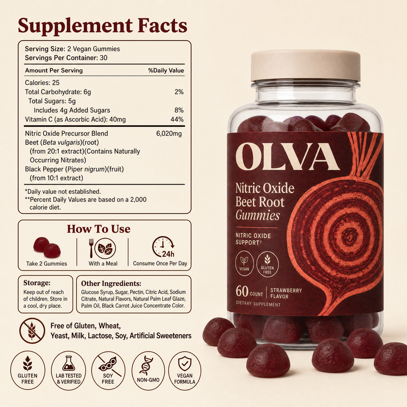 OLVA - Strawberry Flavored Beet-root Gummies