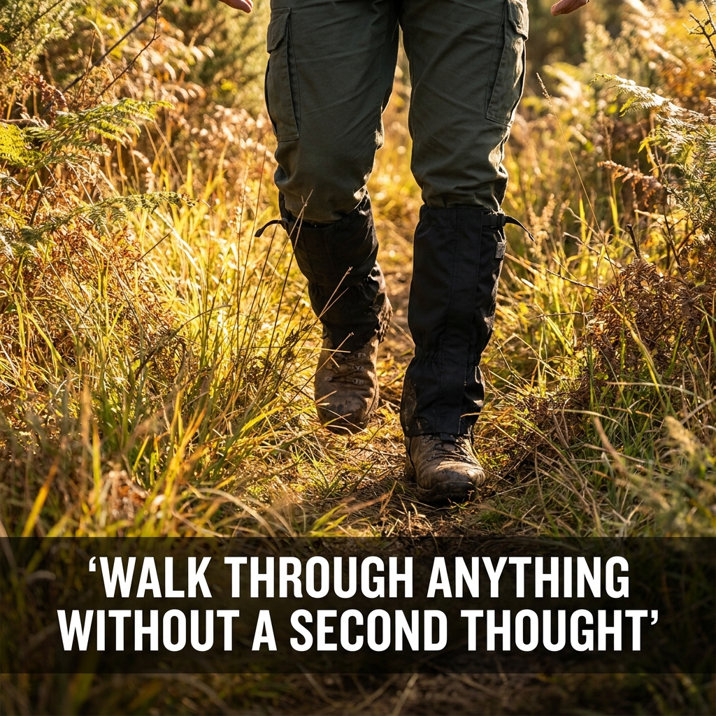 Walk through anything without a second thought — hiking through brush wearing TerraGuard